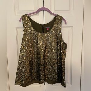 Vince Camuto Gold Sequin Top, Size L
